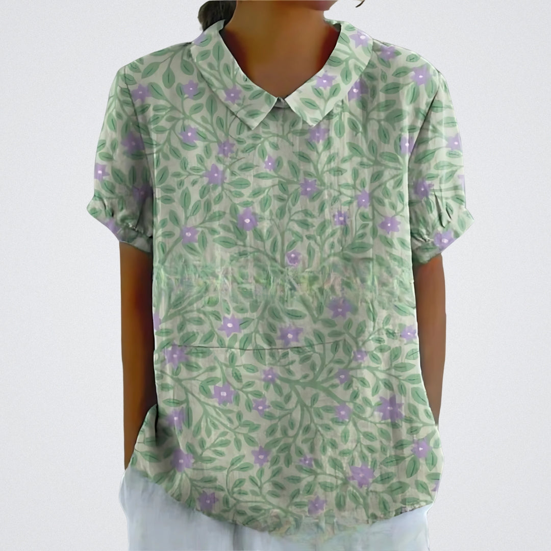 Linva | Blusa Estampada con Solapa