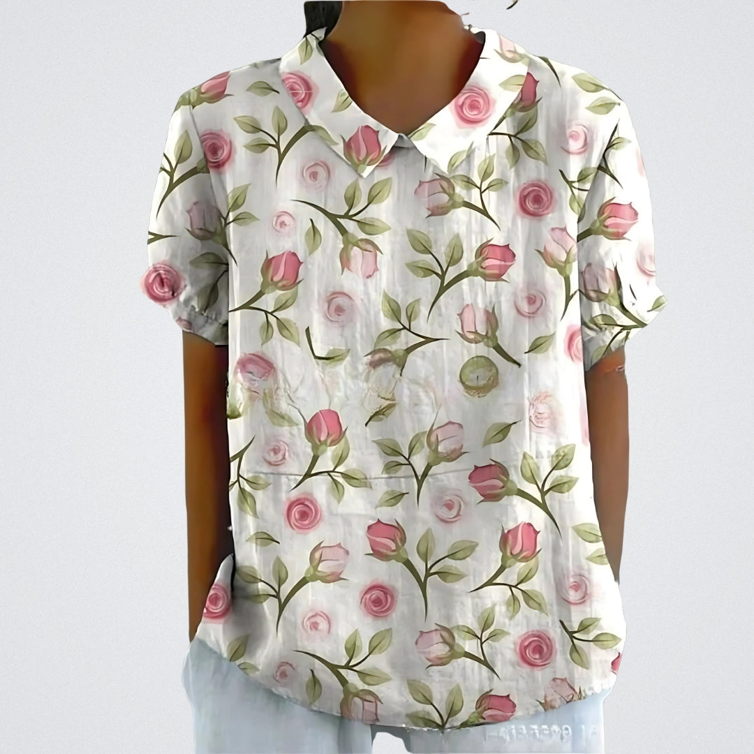Linva | Blusa Estampada con Solapa
