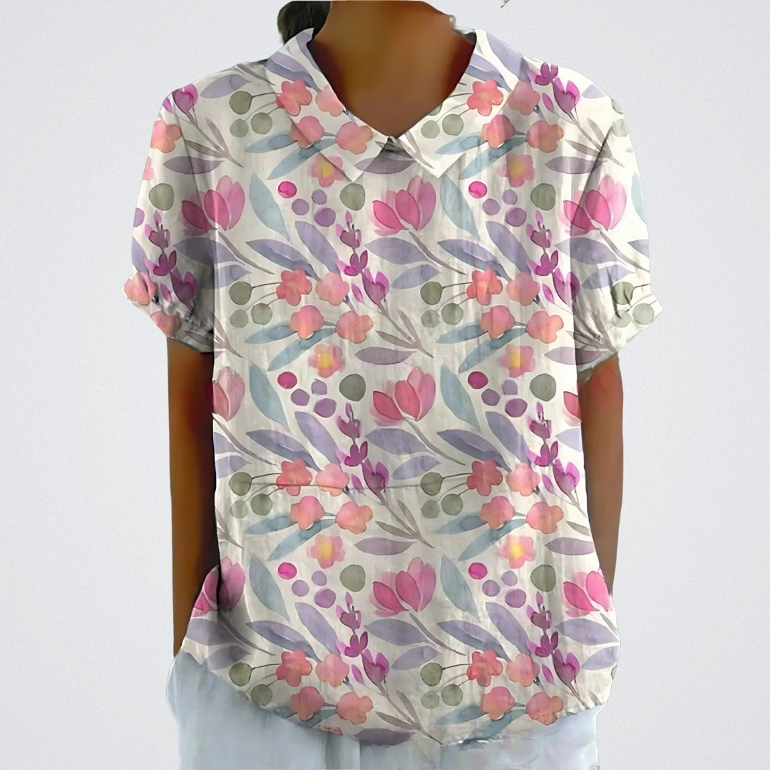 Linva | Blusa Estampada con Solapa