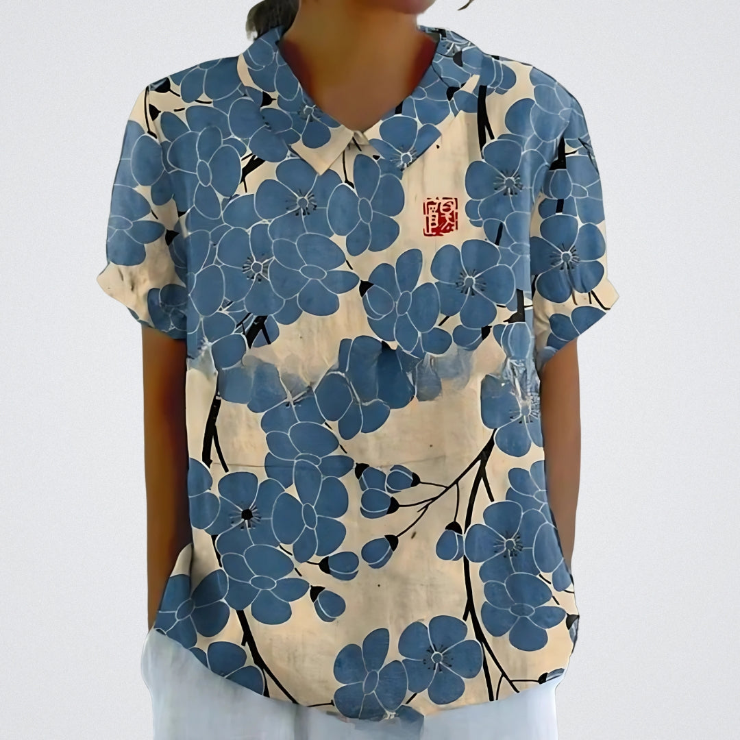 Linva | Blusa Estampada con Solapa