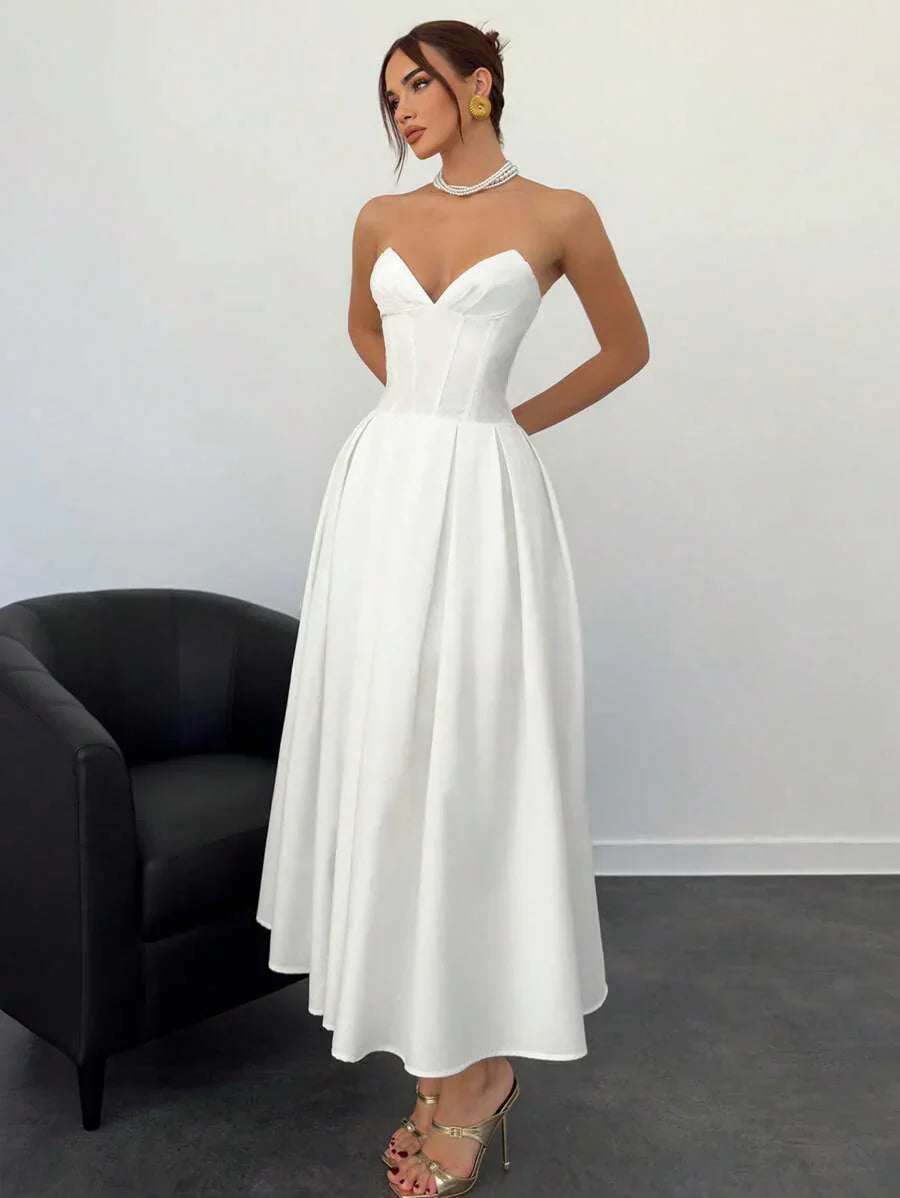Verena | Vestido Midi Elegante Sin Tirantes