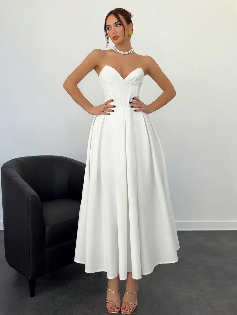 Verena | Vestido Midi Elegante Sin Tirantes