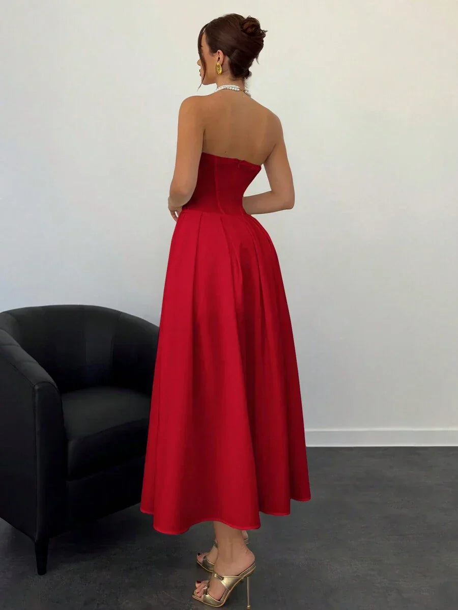 Verena | Vestido Midi Elegante Sin Tirantes