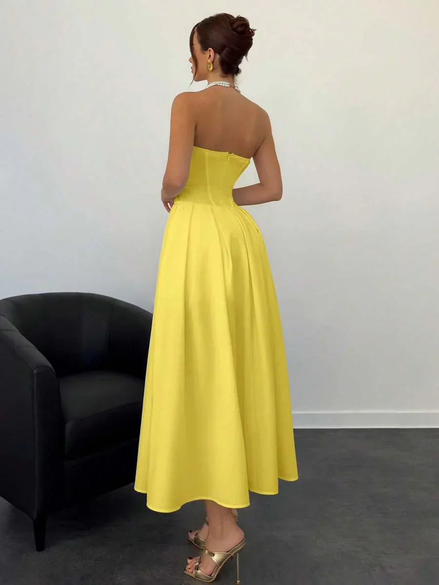 Verena | Vestido Midi Elegante Sin Tirantes