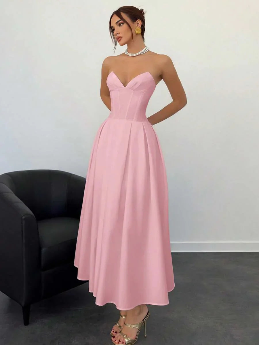 Verena | Vestido Midi Elegante Sin Tirantes