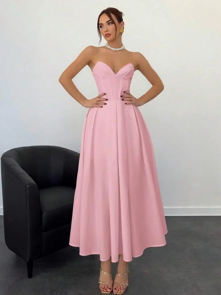 Verena | Vestido Midi Elegante Sin Tirantes