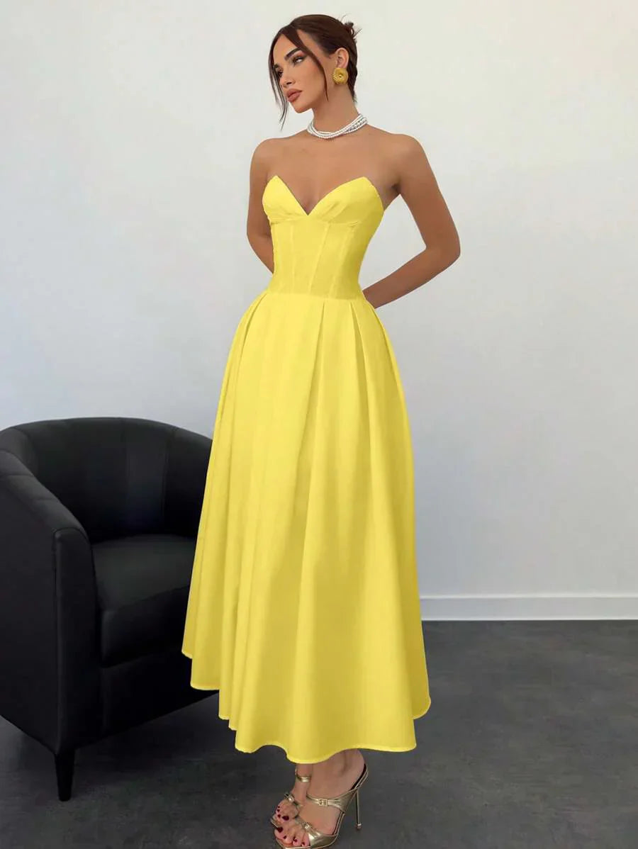 Verena | Vestido Midi Elegante Sin Tirantes