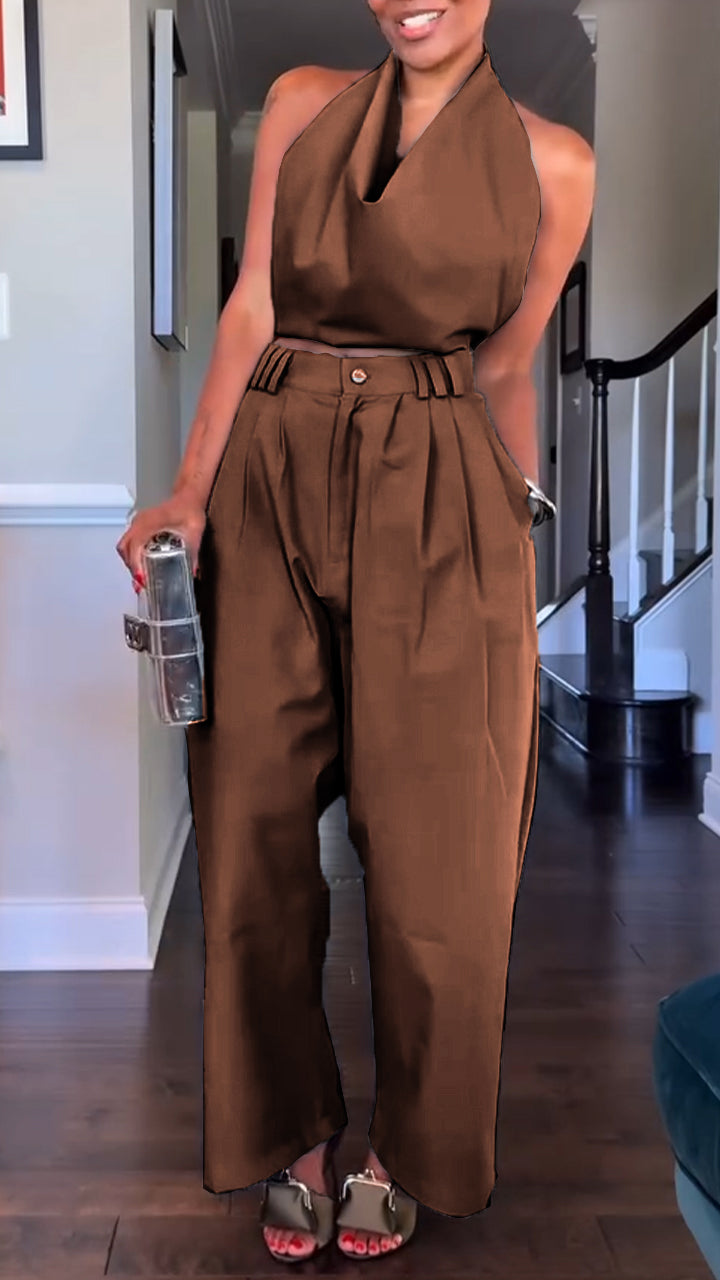 Nandi | Conjunto casual con pantalón y top halter