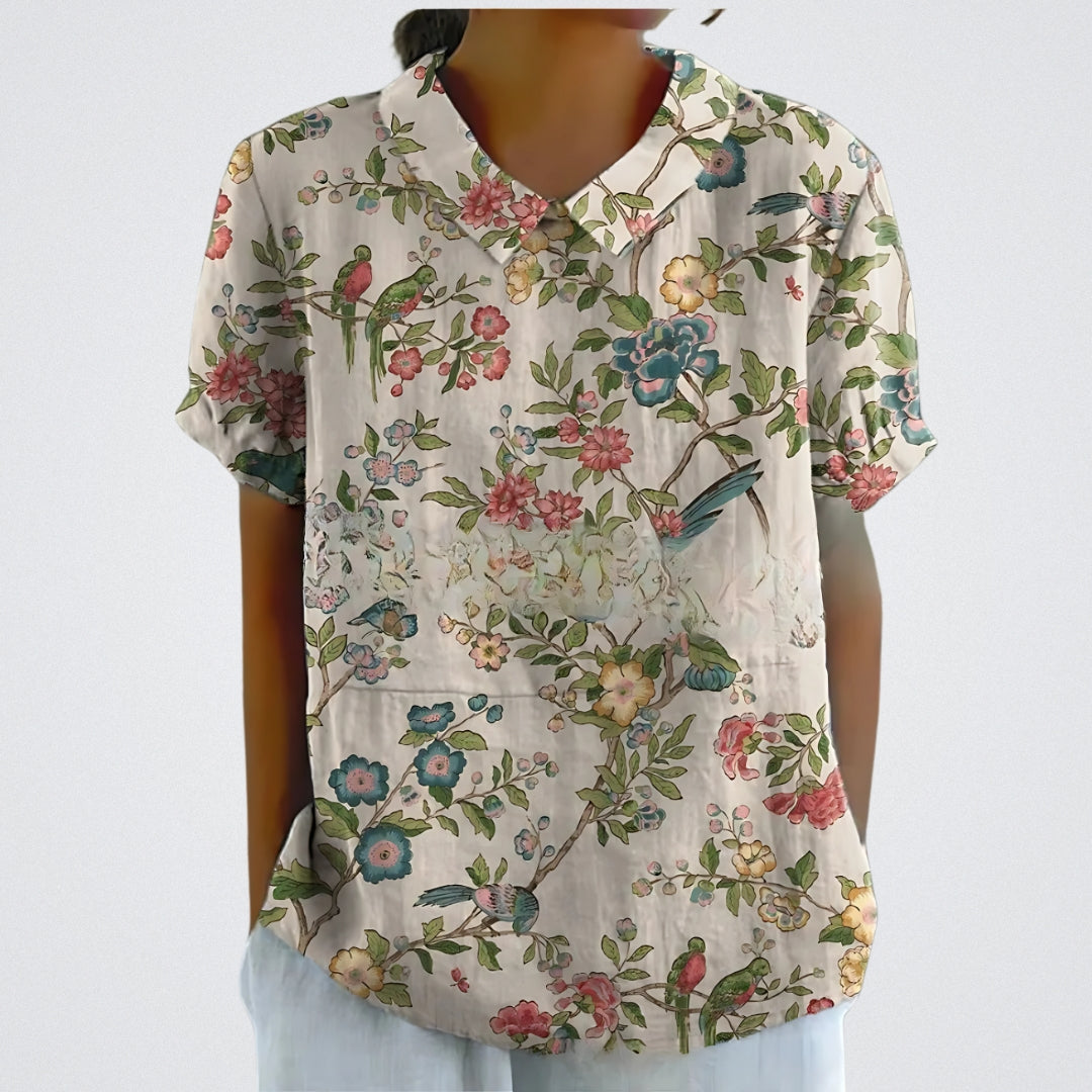 Linva | Blusa Estampada con Solapa
