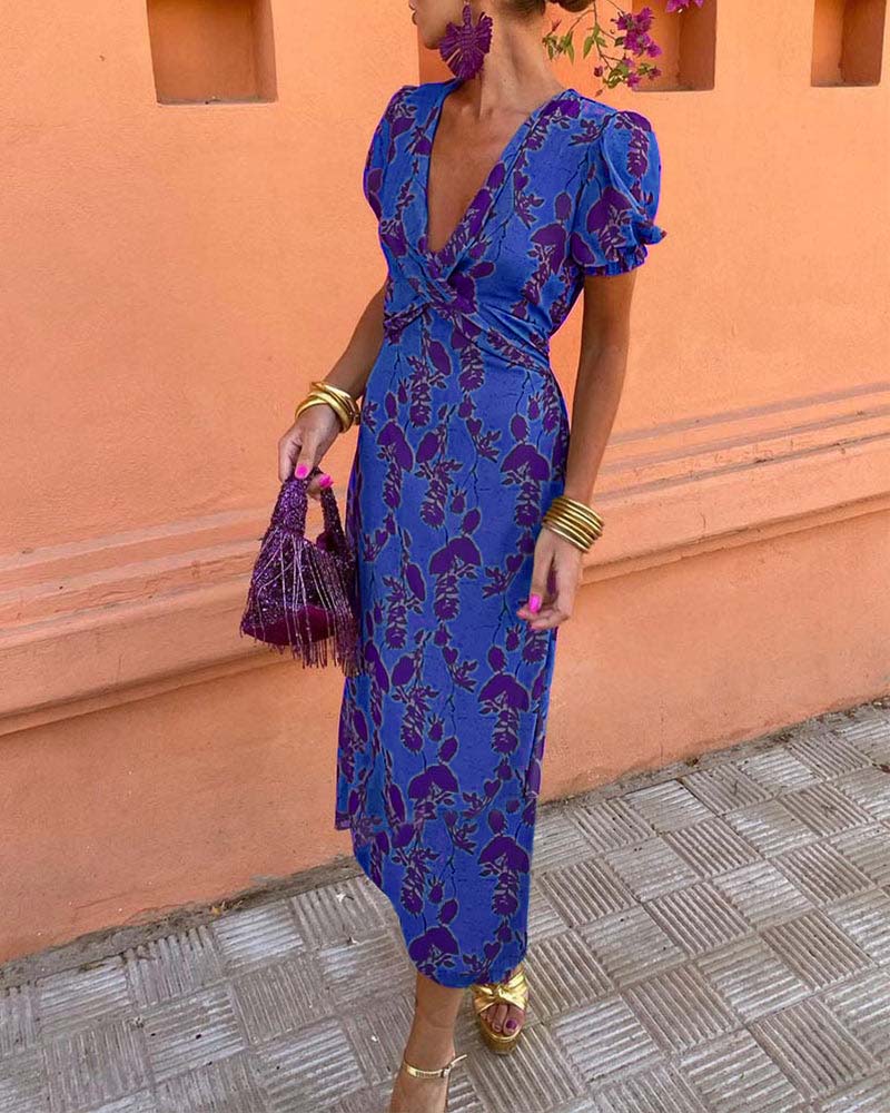 Deva | Vestido con estampado floral y escote en V