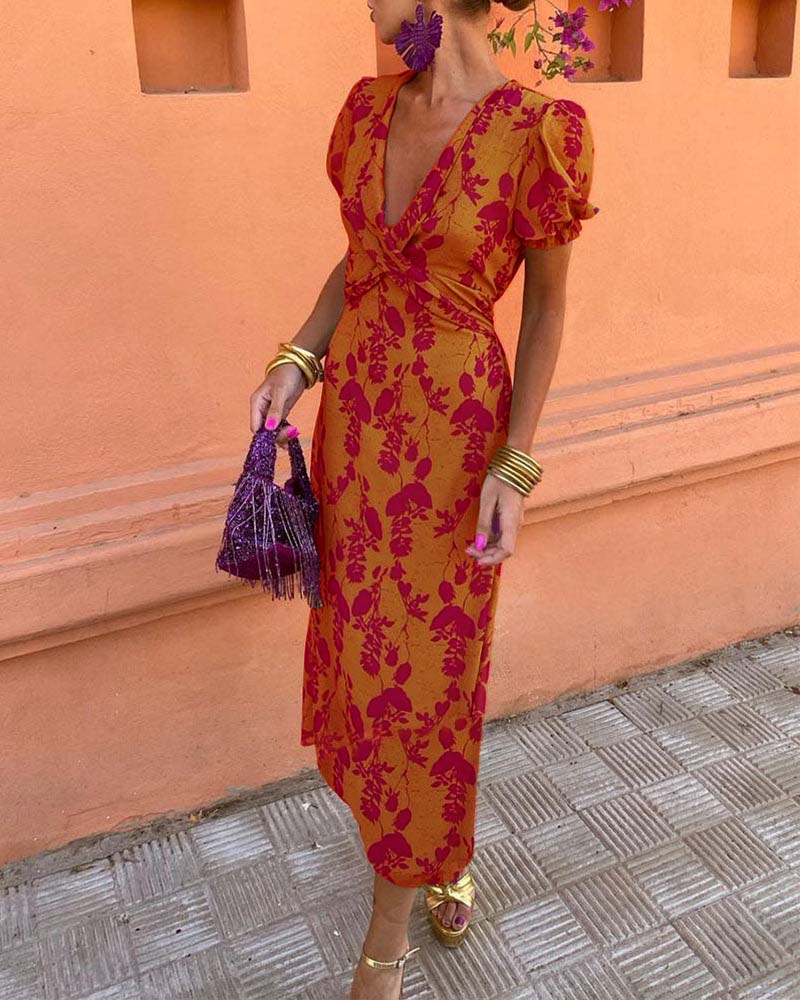 Deva | Vestido con estampado floral y escote en V