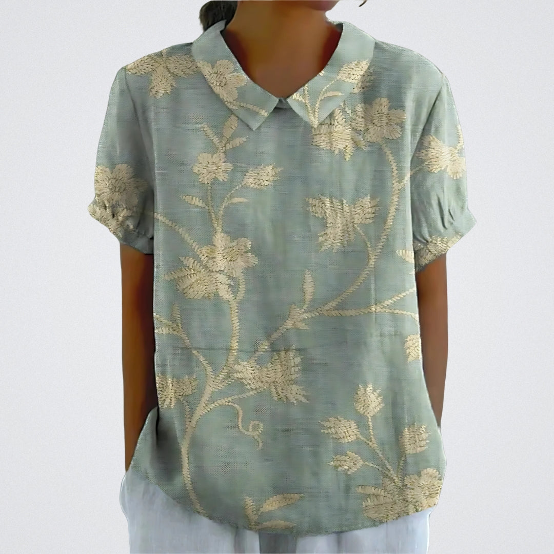 Linva | Blusa Estampada con Solapa