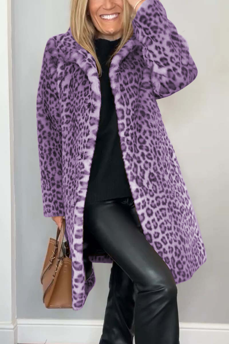 Agnes | Abrigo Largo con Estampado de Leopardo