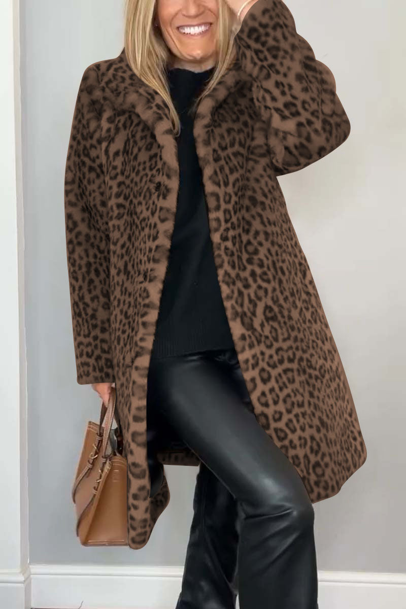 Agnes | Abrigo Largo con Estampado de Leopardo