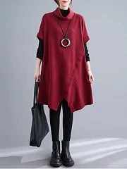 Bega | Vestido de Cuello Alto Irregular y Suelto