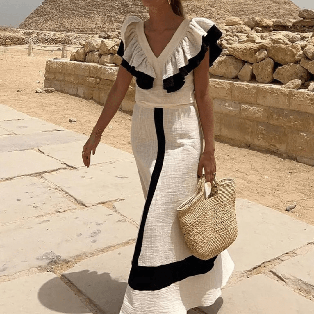 Jayen | Conjunto de Falda Larga y Top con Volantes
