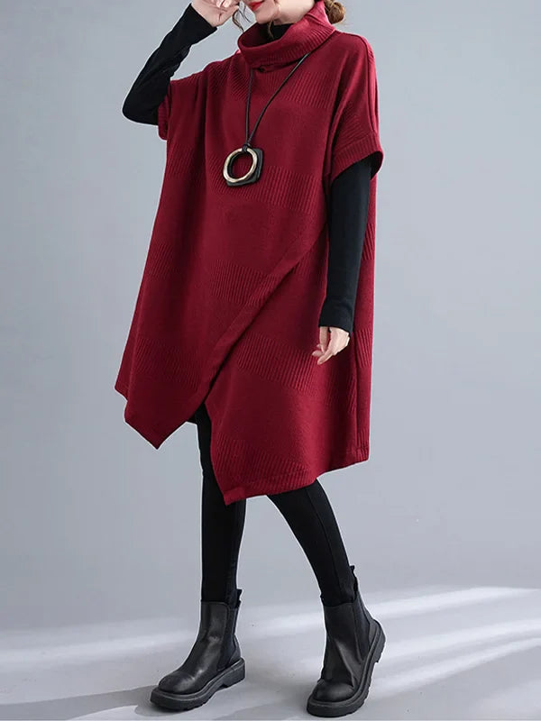 Bega | Vestido de Cuello Alto Irregular y Suelto