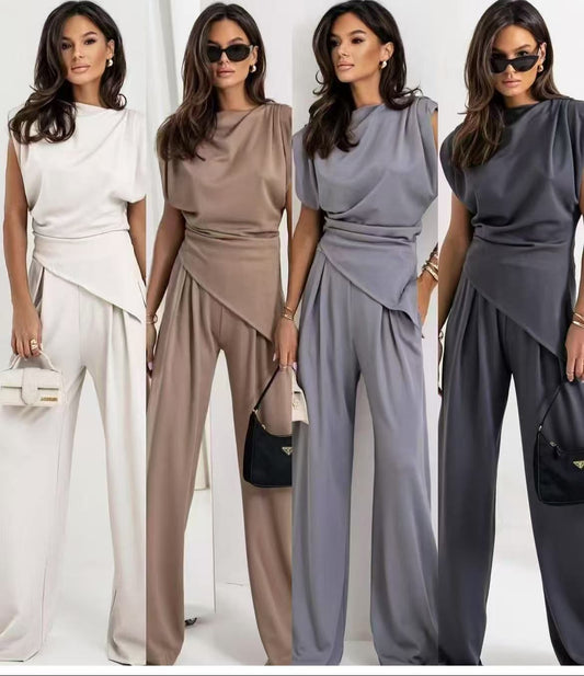 Lory | Conjunto casual de pantalón y top asimétrico