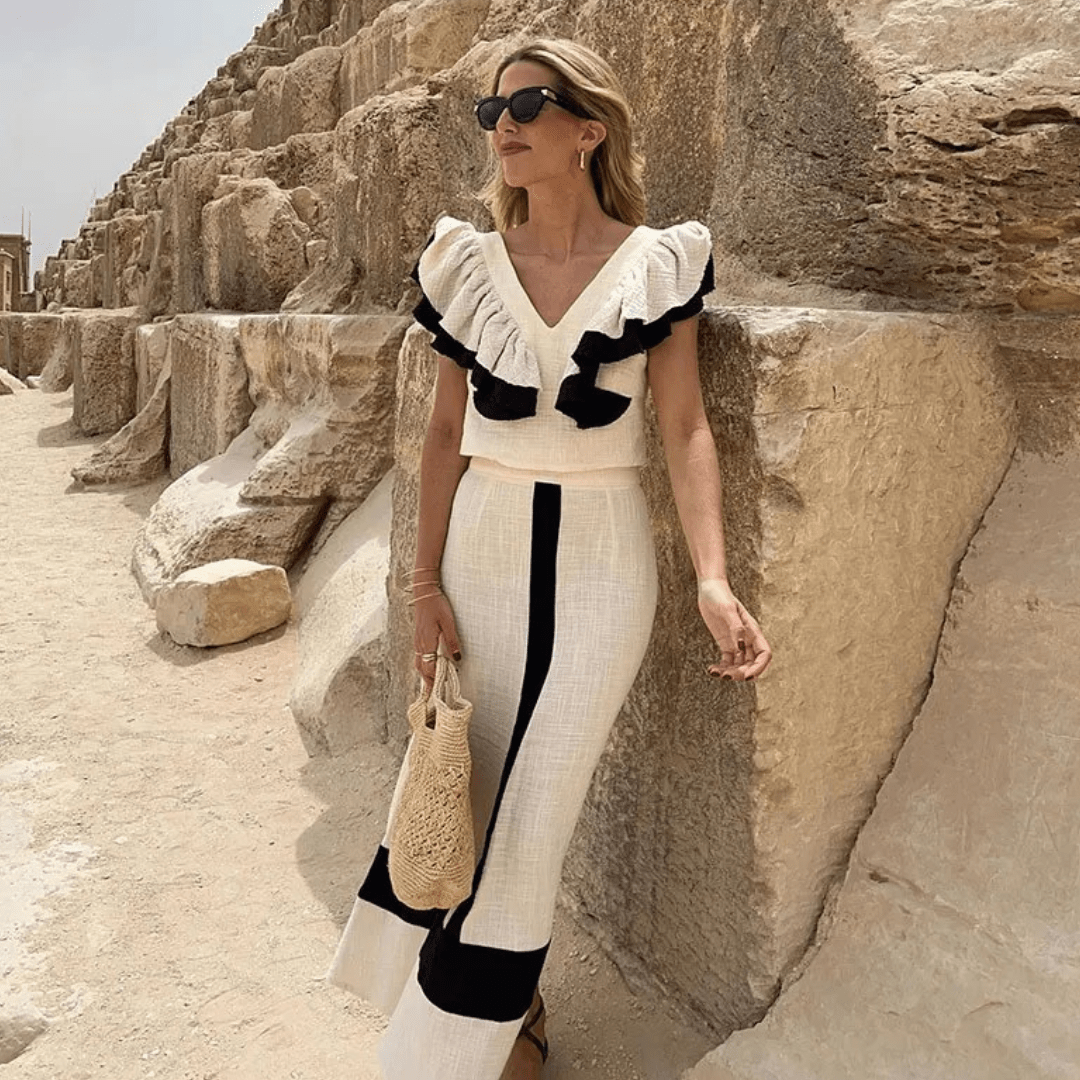 Jayen | Conjunto de Falda Larga y Top con Volantes