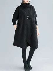 Bega | Vestido de Cuello Alto Irregular y Suelto