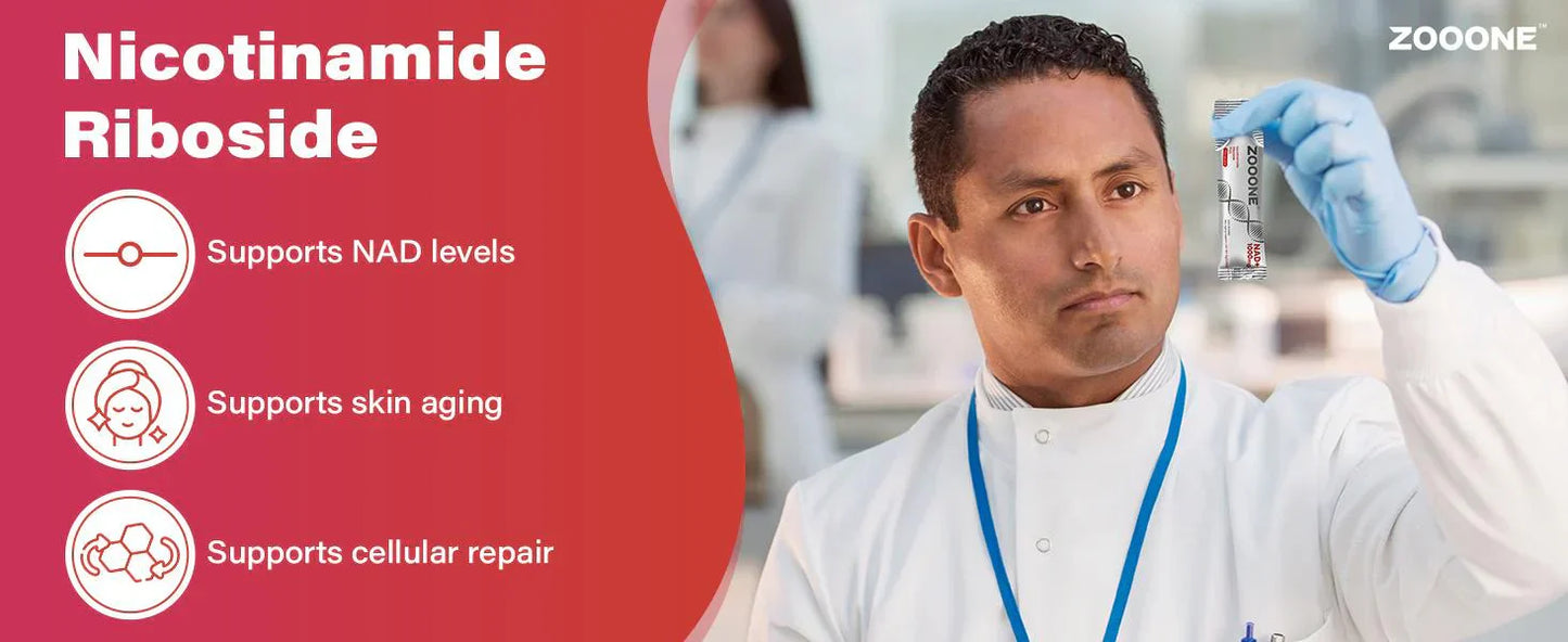 ZOOONE NR1000 - Mezcla de bebida sabor bayas de NAD+ para el apoyo al envejecimiento de la piel, energía y enfoque - Paquete de 30