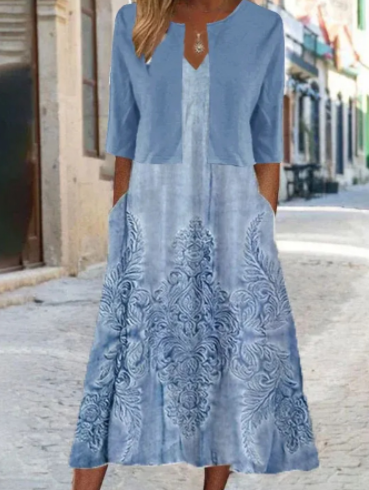 Almuth | Conjunto de Vestido Midi Floral y Blazer