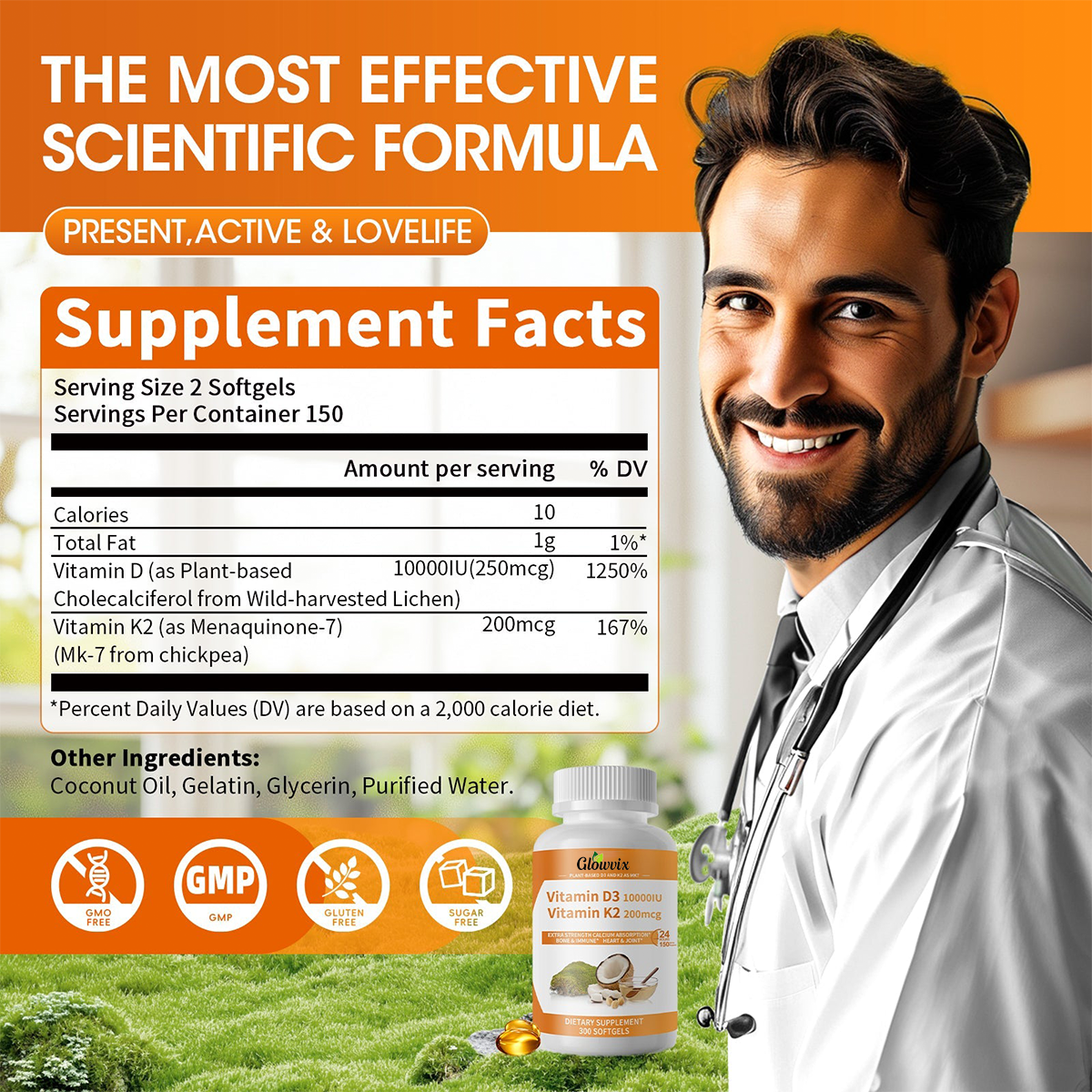 Vita+ | Cápsulas blandas de vitaminas D3 + K2 para fortalecer los huesos y el corazón