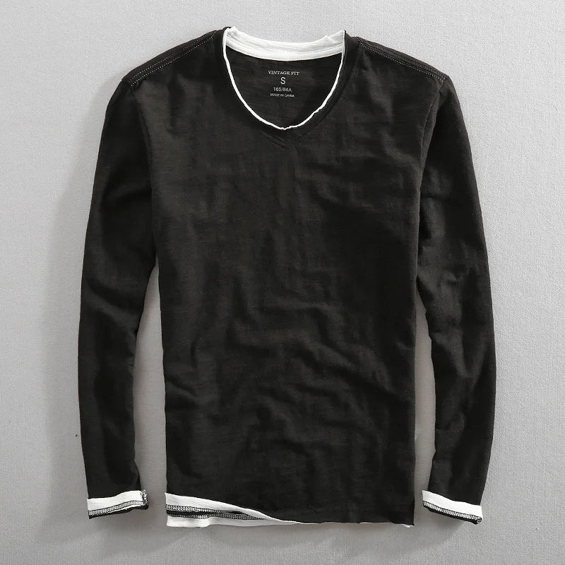 Ricardo | Camiseta de Manga Larga con Cuello en V para Hombre