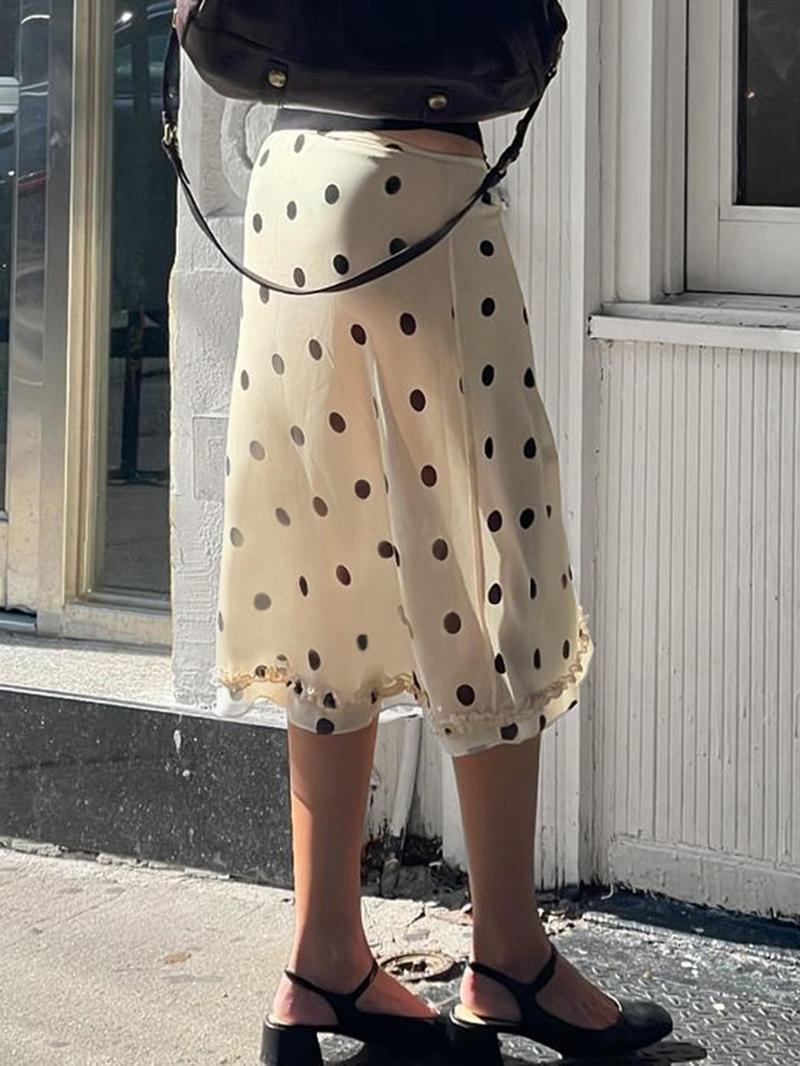Kyomi | Falda Midi con Estampado de Lunares