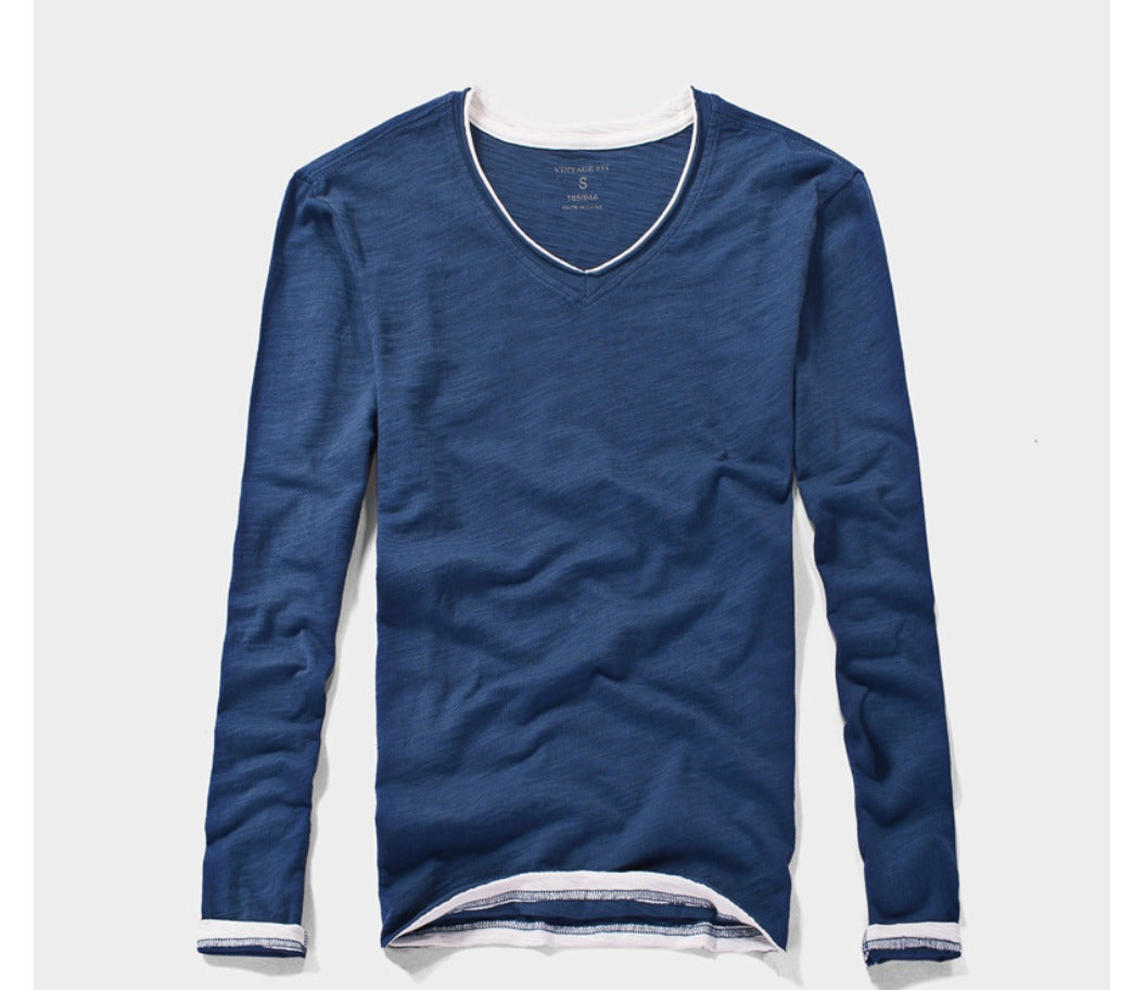 Ricardo | Camiseta de Manga Larga con Cuello en V para Hombre