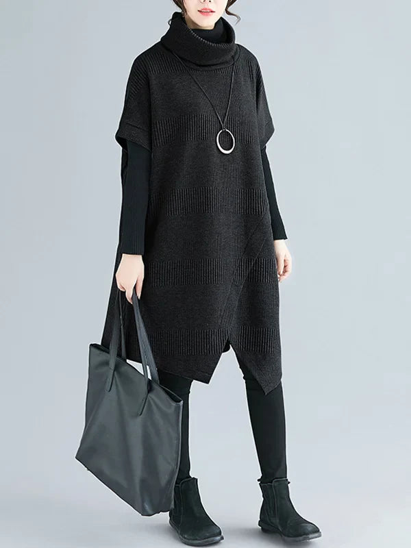 Bega | Vestido de Cuello Alto Irregular y Suelto