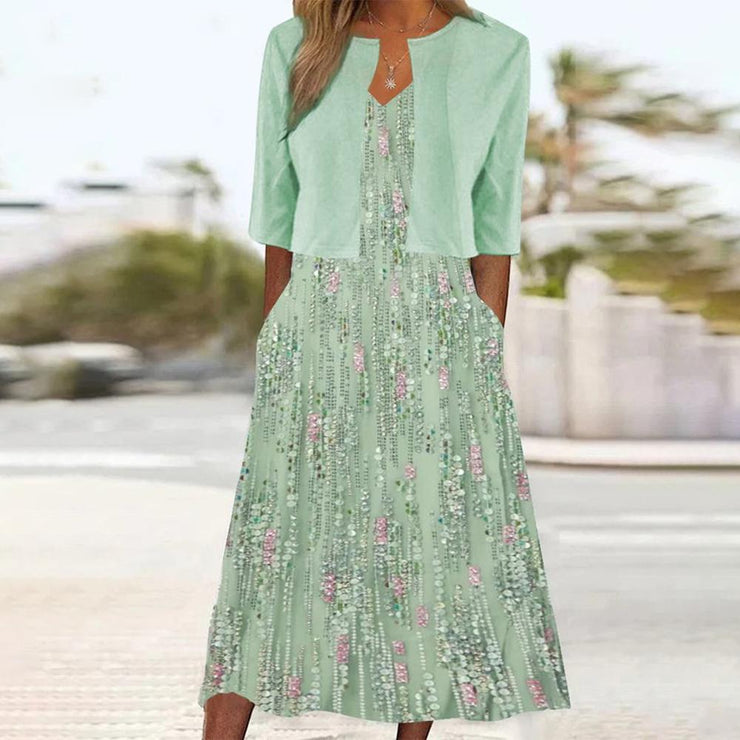 Almuth | Conjunto de Vestido Midi Floral y Blazer