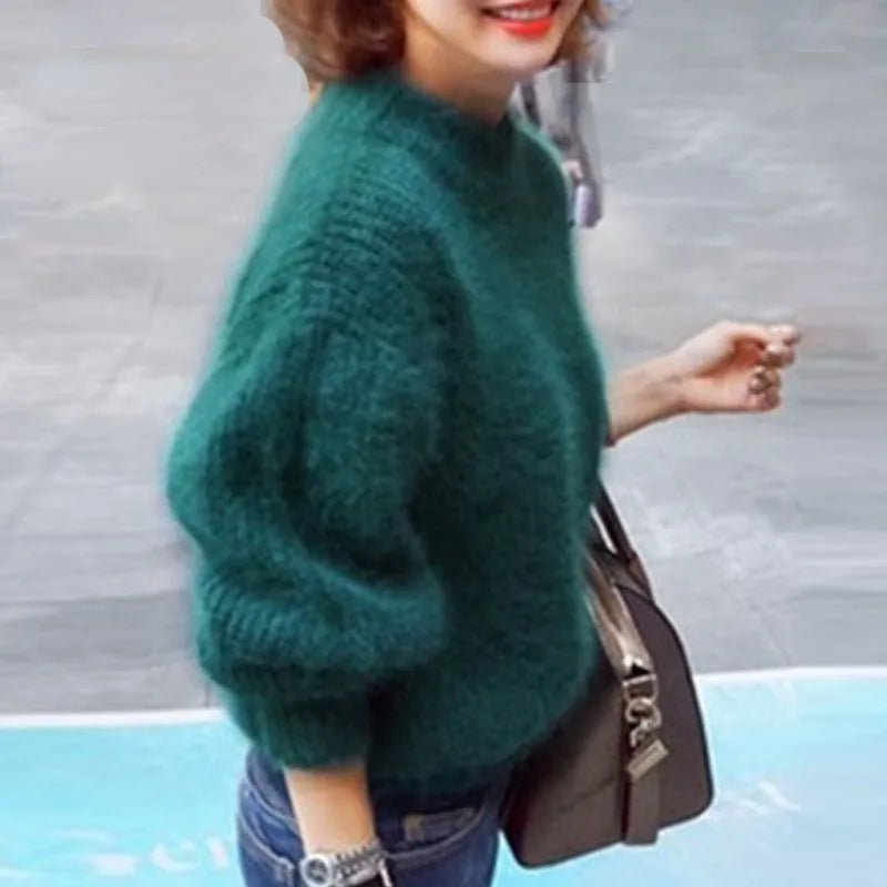 Idalia | Suéter Retro de Punto de Angora