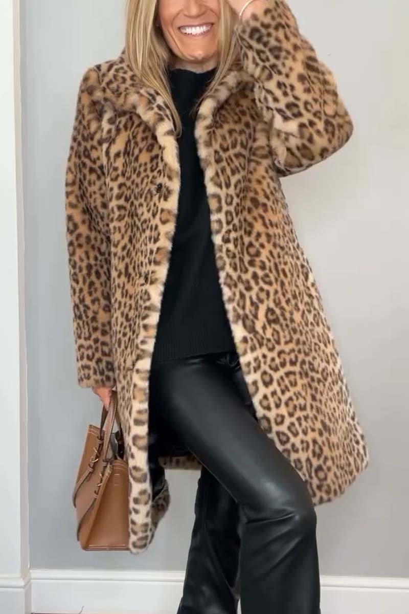 Agnes | Abrigo Largo con Estampado de Leopardo