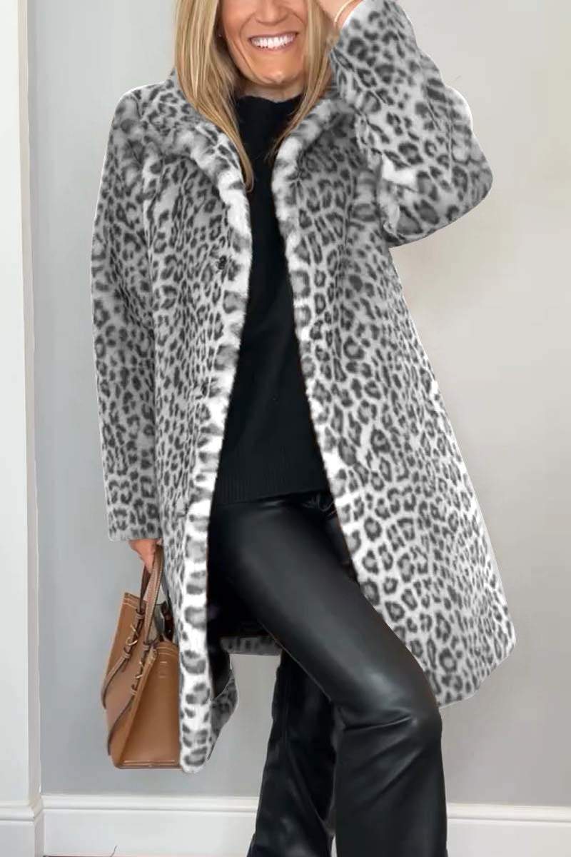 Agnes | Abrigo Largo con Estampado de Leopardo