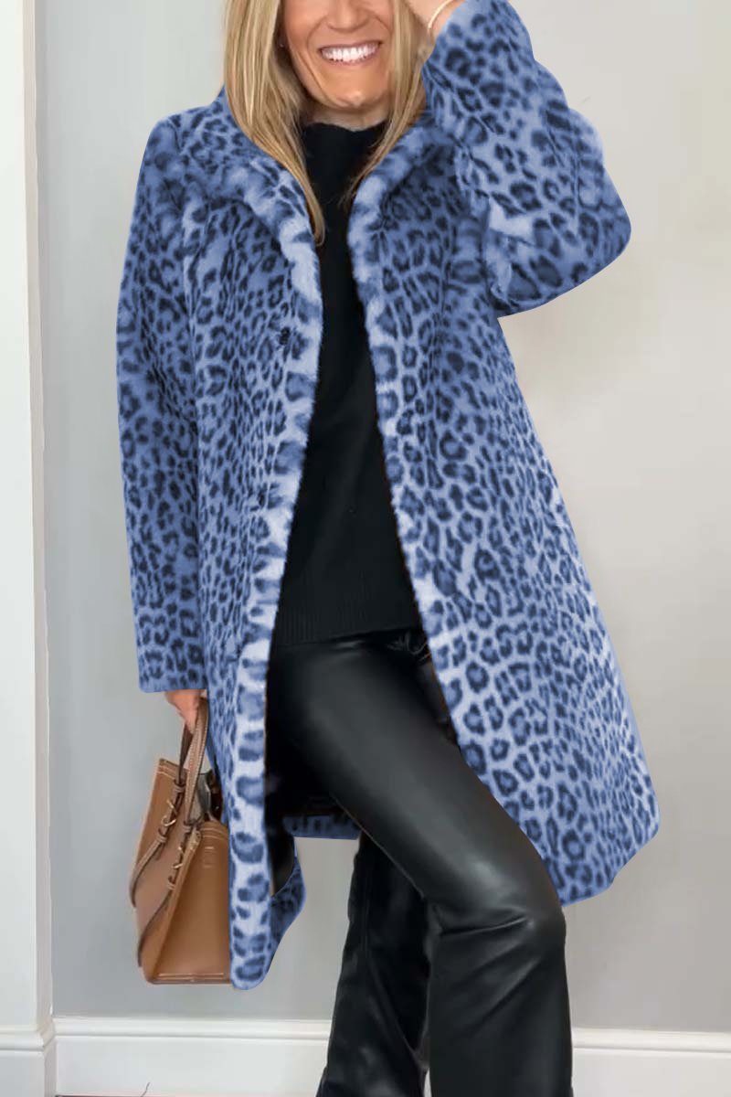 Agnes | Abrigo Largo con Estampado de Leopardo