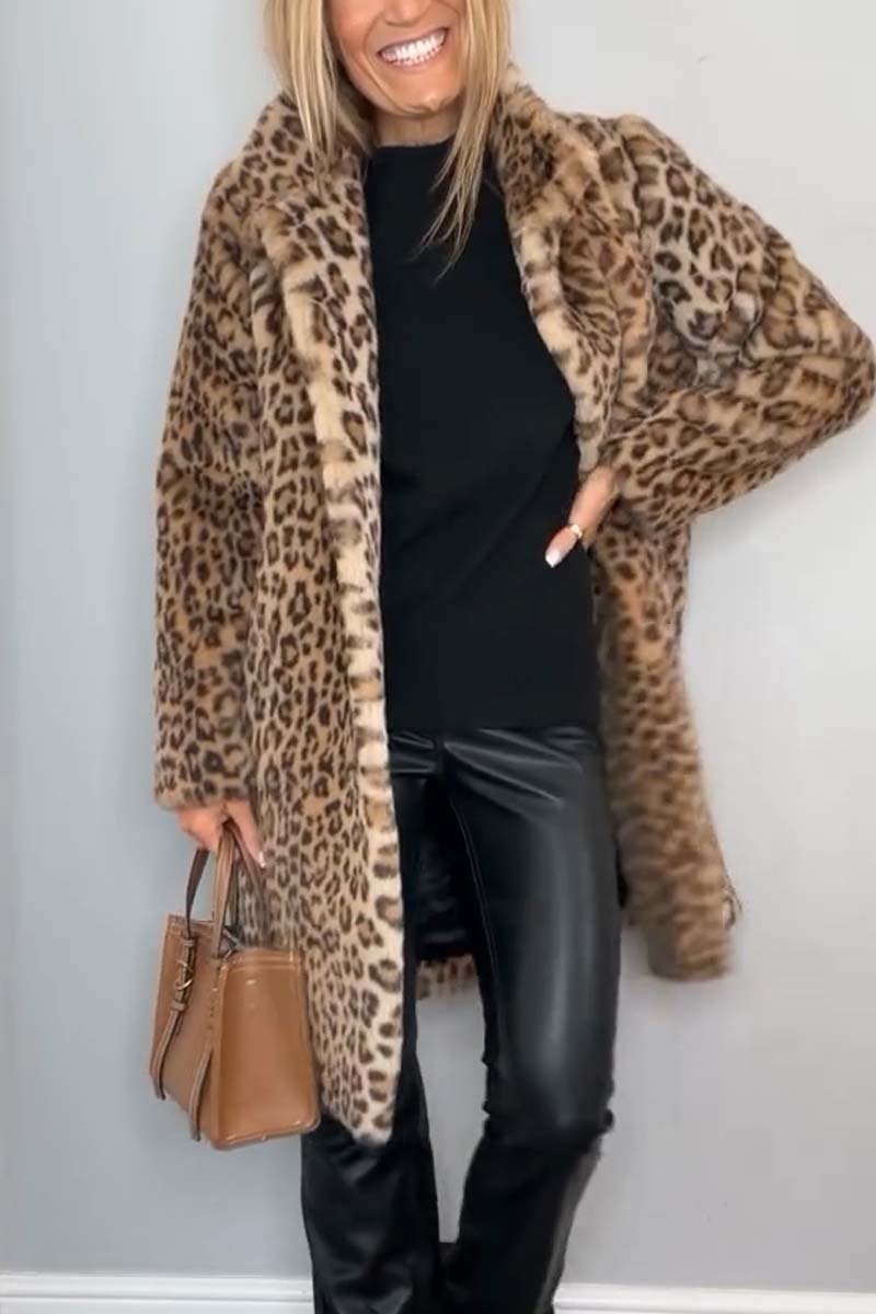 Agnes | Abrigo Largo con Estampado de Leopardo
