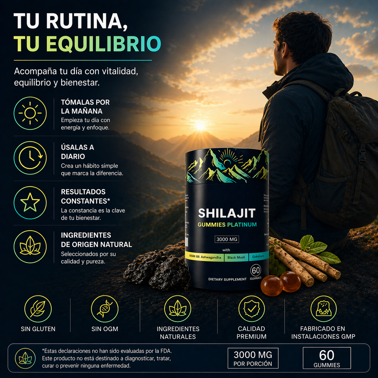 Shilajit Gummy Platinum | Bienestar diario, sin complicaciones