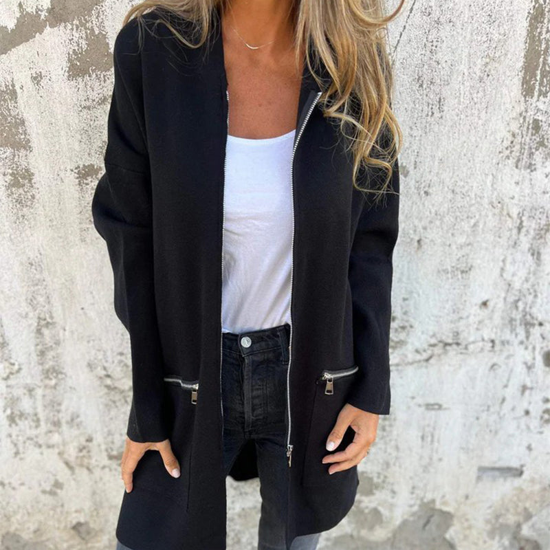 Olivia | Chaqueta Larga Con Capucha Y Cremallera