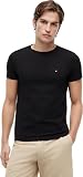 Tommy Hilfiger Camiseta Manga Corta Hombre Core Stretch Slim Fit, Negro (Black), M