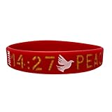 John 14:27 Versículo religioso Biblia Escritura Fe Amor Poder Pulsera Banda de silicona Conciencia Señoras Hombres Mujeres Adulto 202 mm Rojo