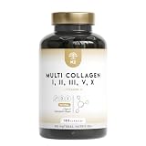 Multi Colágeno Hidrolizado Puro 1650mg + Vitamina C 53mg. Colágeno Tipo I, II, III, V y X, 180 cápsulas. Favorece la Salud de Piel, Cabello, Huesos y Articulaciones. N2 Natural Nutrition.
