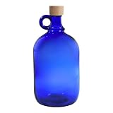 mikken Botella de cristal azul 2 litros botella de agua aceite con tapón de rosca de madera de alta calidad