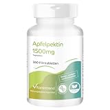 Vitamintrend Pectina de manzana 1500 mg por dosis diaria, 360 Comprimidos recubiertos, con calcio y vitamina C, complemento alimenticio vegano sin aditivos, fabricado en Alemania