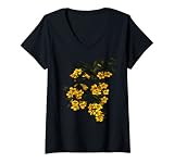 Mujer Flor de jazmín de Carolina Gelsemium Sempervirens Camiseta Cuello V