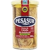 Caballa Pesasur en Aceite de Oliva en Tarro de Cristal – Filetes de Caballa de Andalucía – Conserva Gourmet de Pescado Azul – Rico en Omega-3 – 260 g (180 g Escurrido)