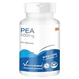 Vitamintrend Cápsulas de PEA de alta dosis 400 mg, 120 unidades, Palmitoiletanolamida, complemento alimenticio vegano sin aditivos, fabricado en Alemania