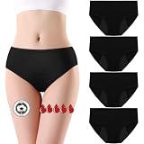 flintronic 4PCS Bragas Menstruales Flujo Abundante de Mujer, Ragas Menstruales Absorbentes, Bragas de Reglas, para Regla Periodo Mentruación Hipsters, Lavables,M Algodón, M
