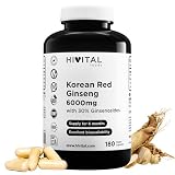 Ginseng Rojo Coreano 6000 mg. 180 cápsulas veganas para 6 meses