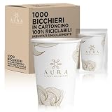 AURA LUXURY COLLECTION Vasos de cartón envasados individualmente desechables blancos reciclables para hoteles y b&b 210 ml (1000)